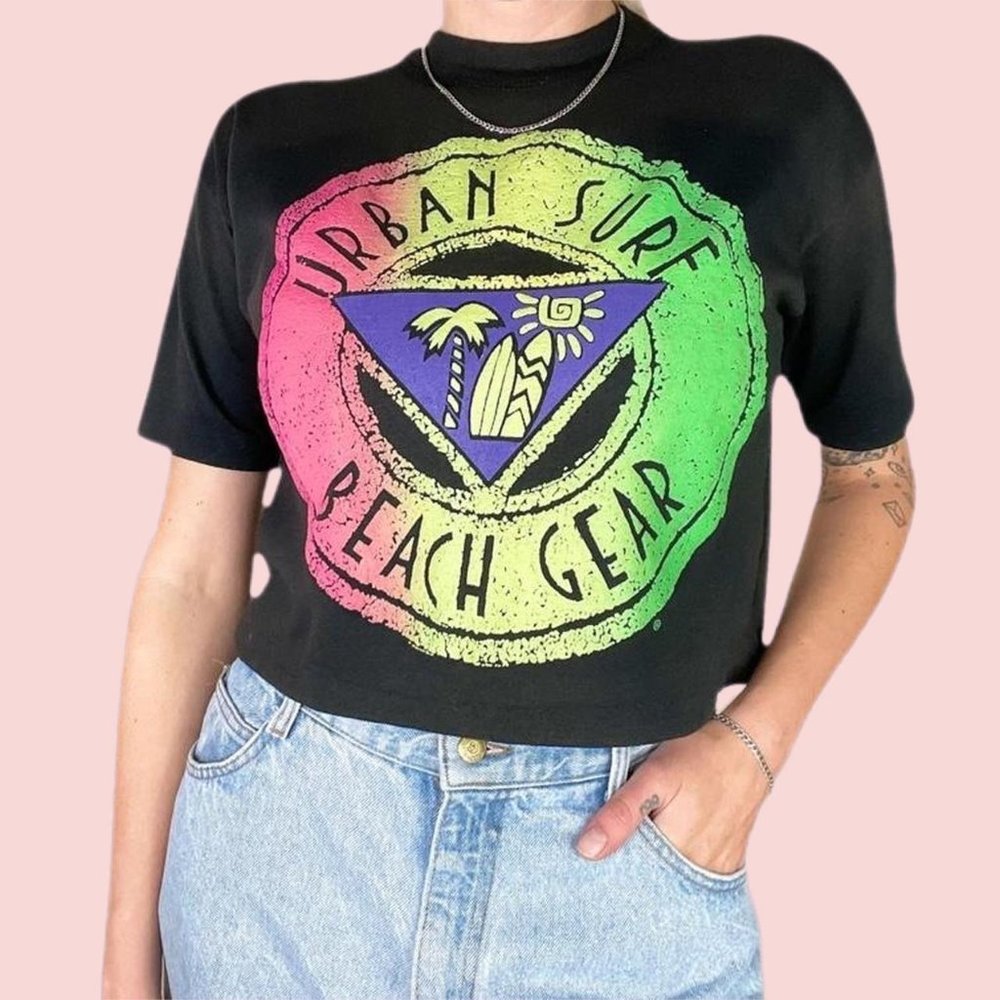 vintage cropped neon tee